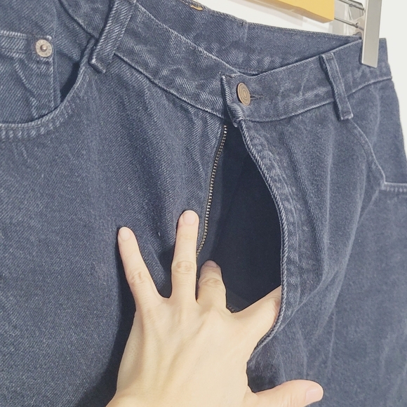 COBRA JEANS Vintage Black 100% Cotton Wide Leg Short Unisex Oversized Size 31 - Picture 8 of 14